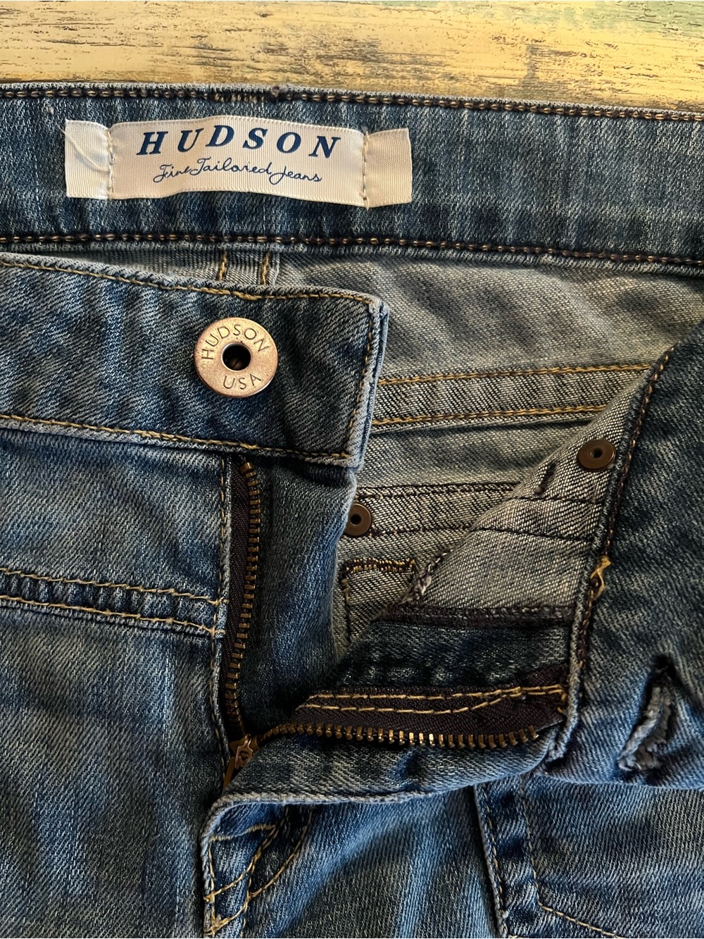 🇺🇸 HUDSON Jem Front Patch Pocket Flap Button Jeans Made in USA